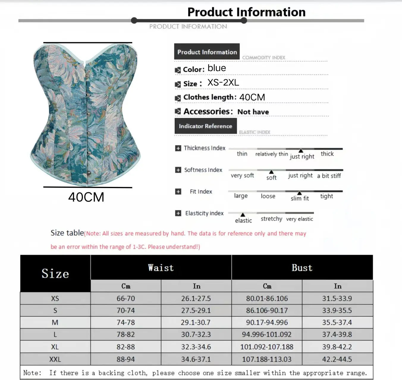 Teal Watercolor Floral Corset