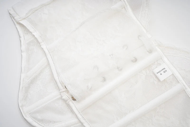 White Floral Lace Halter Corset