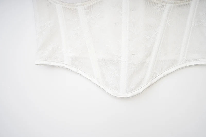 White Floral Lace Halter Corset