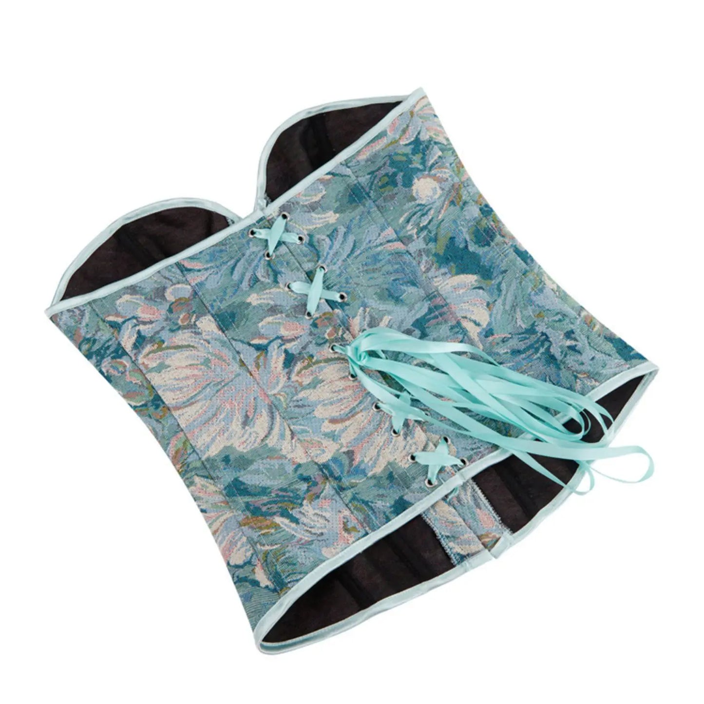 Teal Watercolor Floral Corset