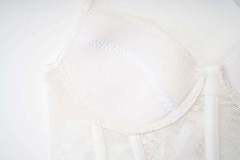 White Floral Lace Halter Corset