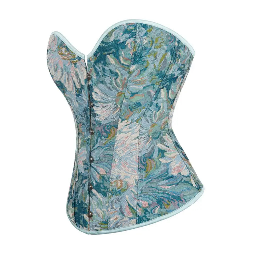 Teal Watercolor Floral Corset