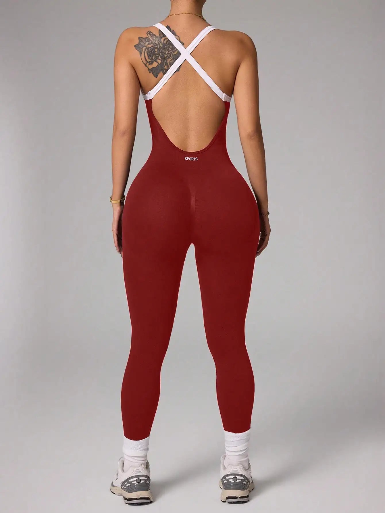 Cross shoulder strap Yoga Jumpsuit