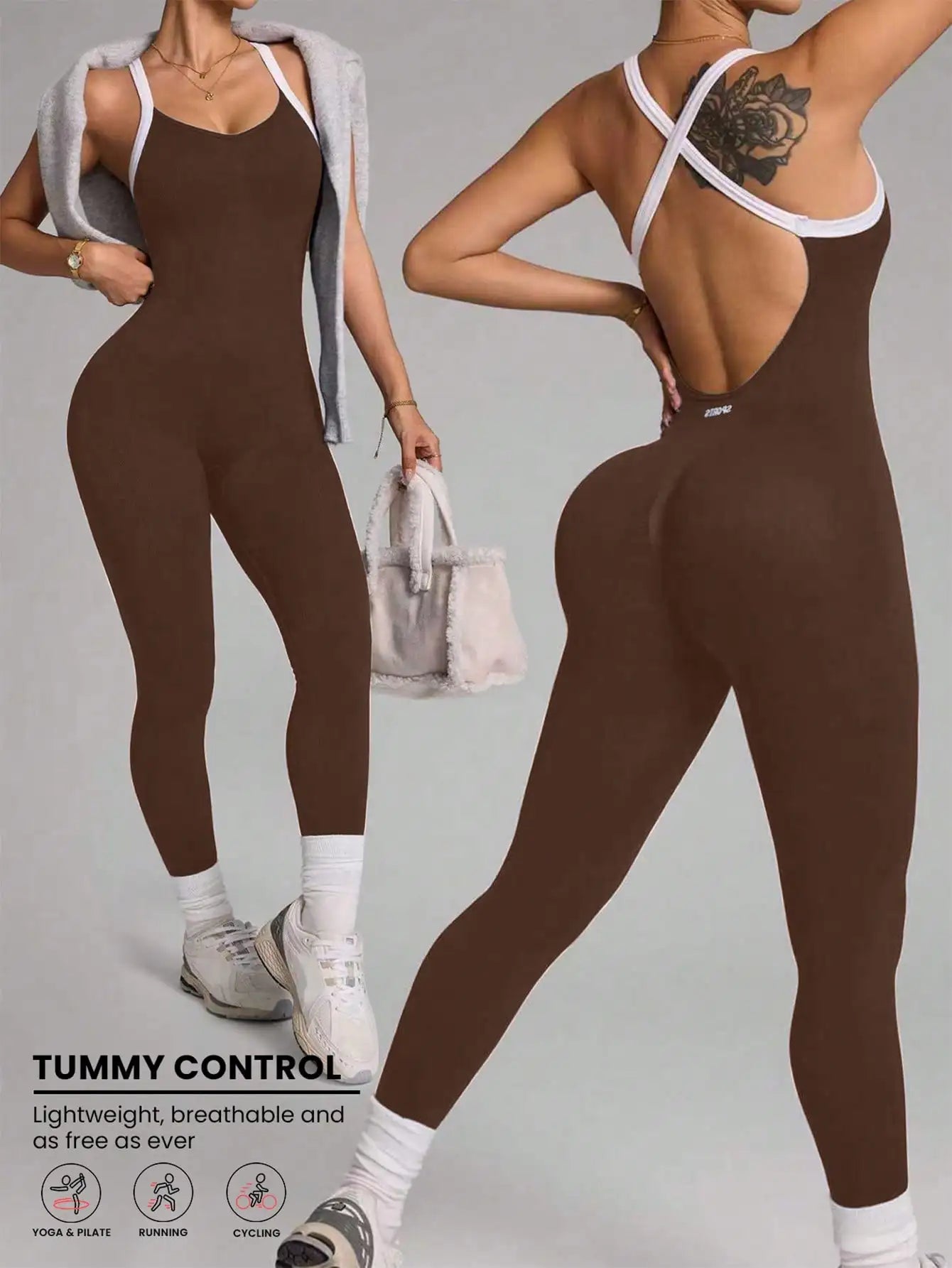 Cross shoulder strap Yoga Jumpsuit