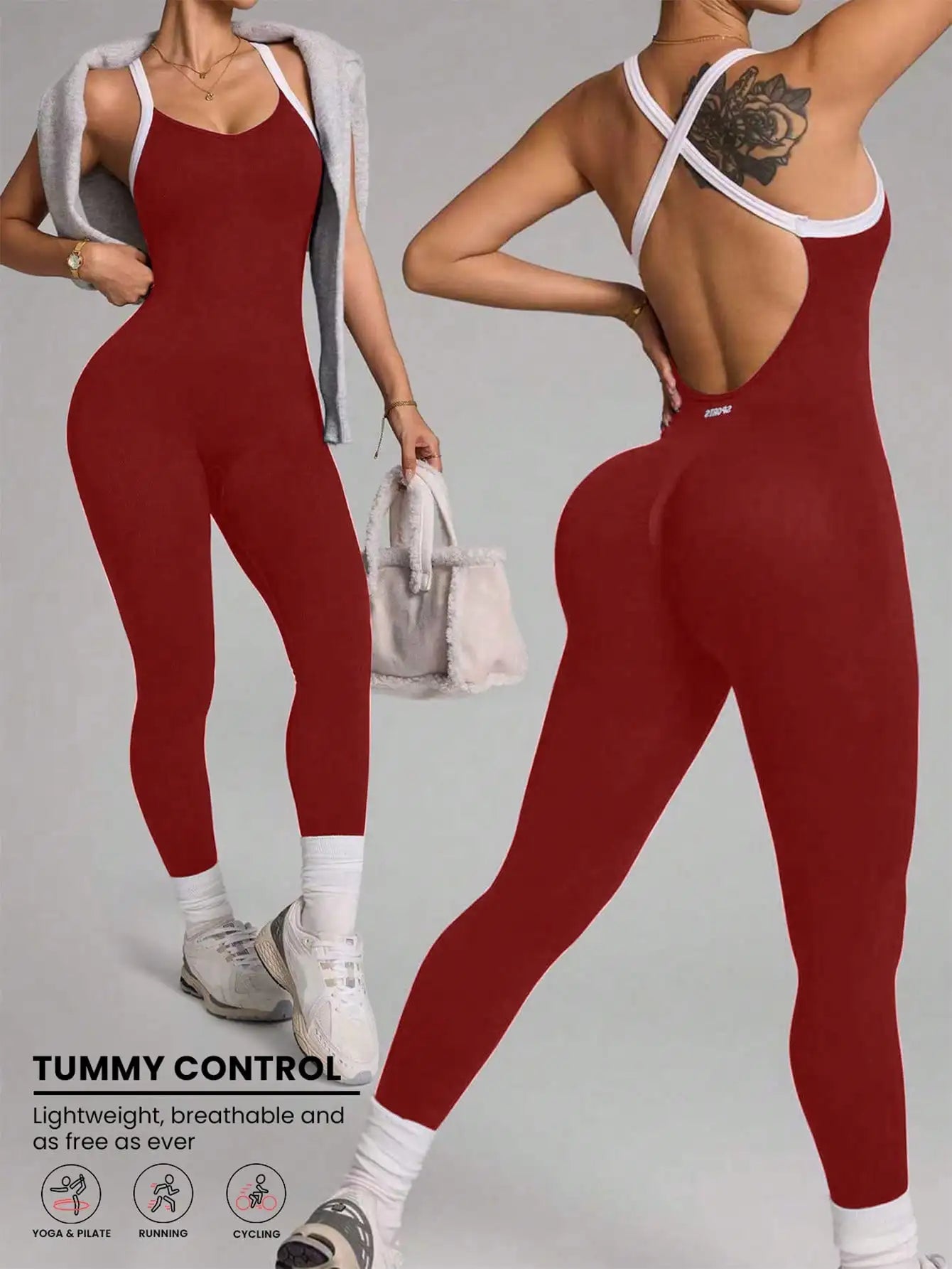Cross shoulder strap Yoga Jumpsuit