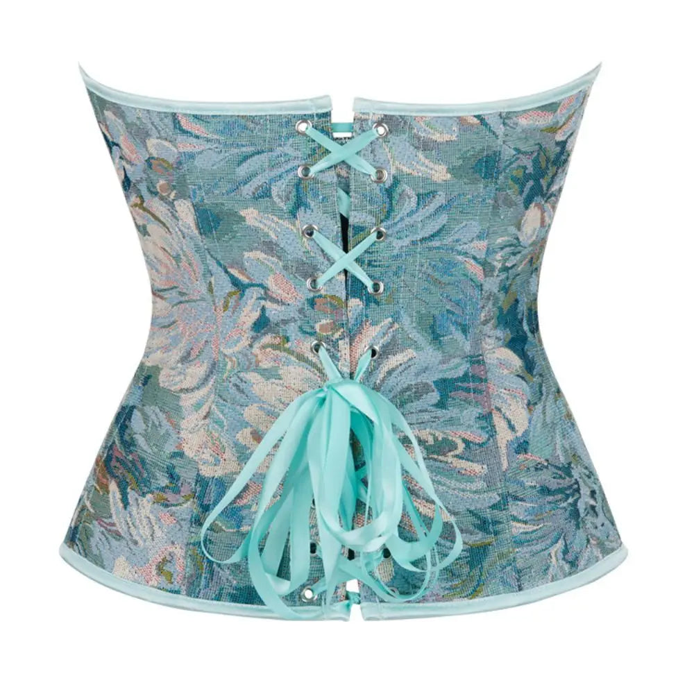 Teal Watercolor Floral Corset