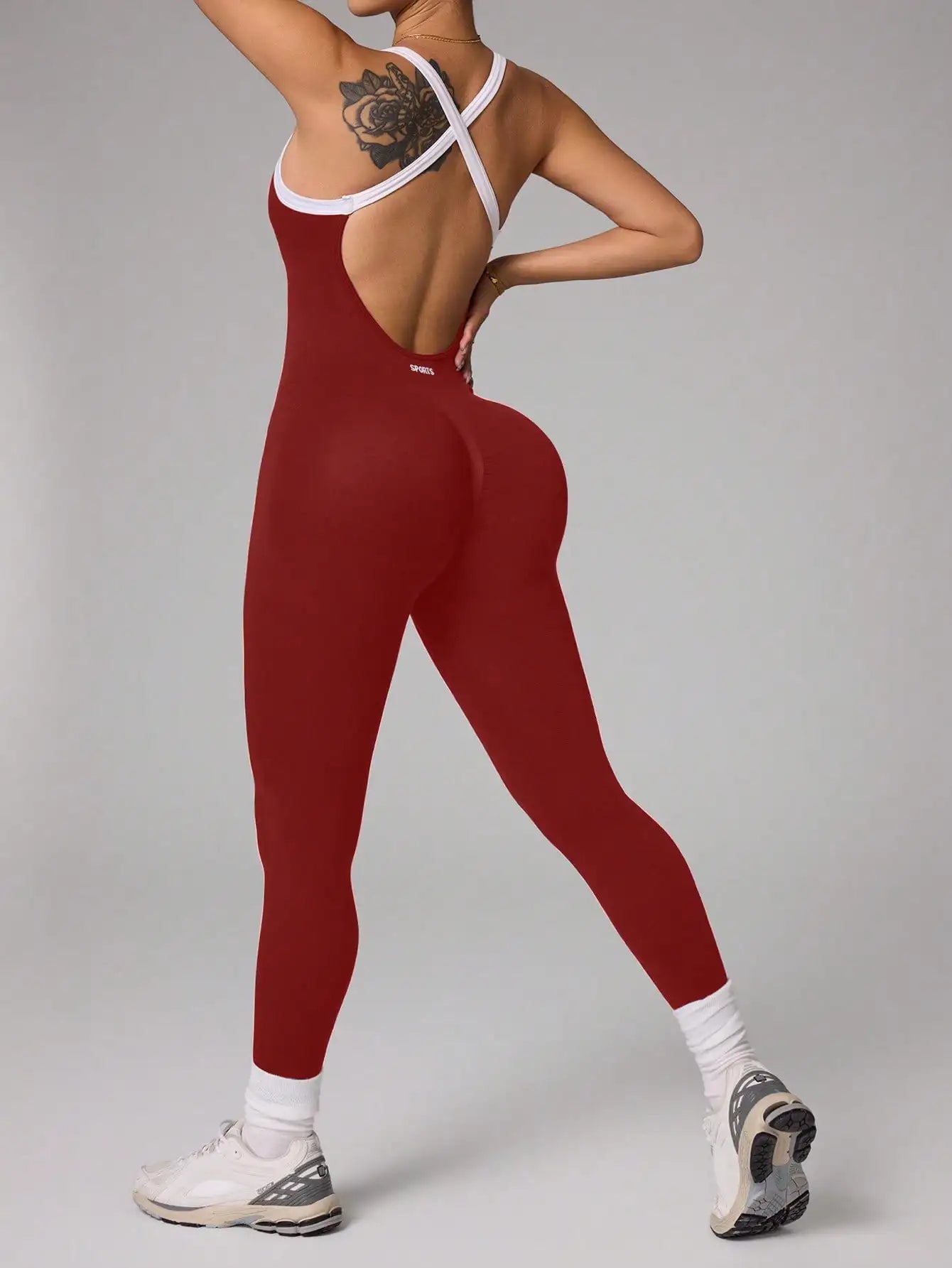 Cross shoulder strap Yoga Jumpsuit