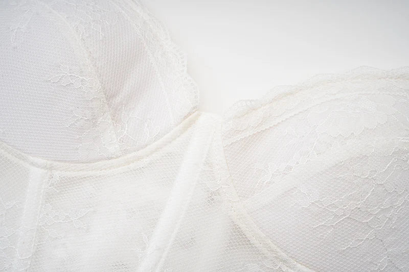 White Floral Lace Halter Corset