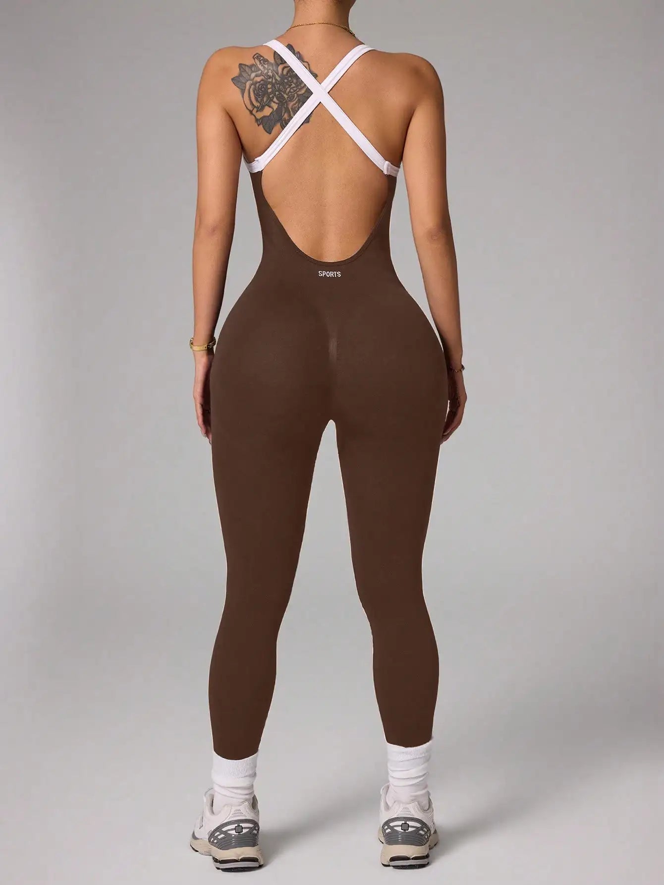 Cross shoulder strap Yoga Jumpsuit