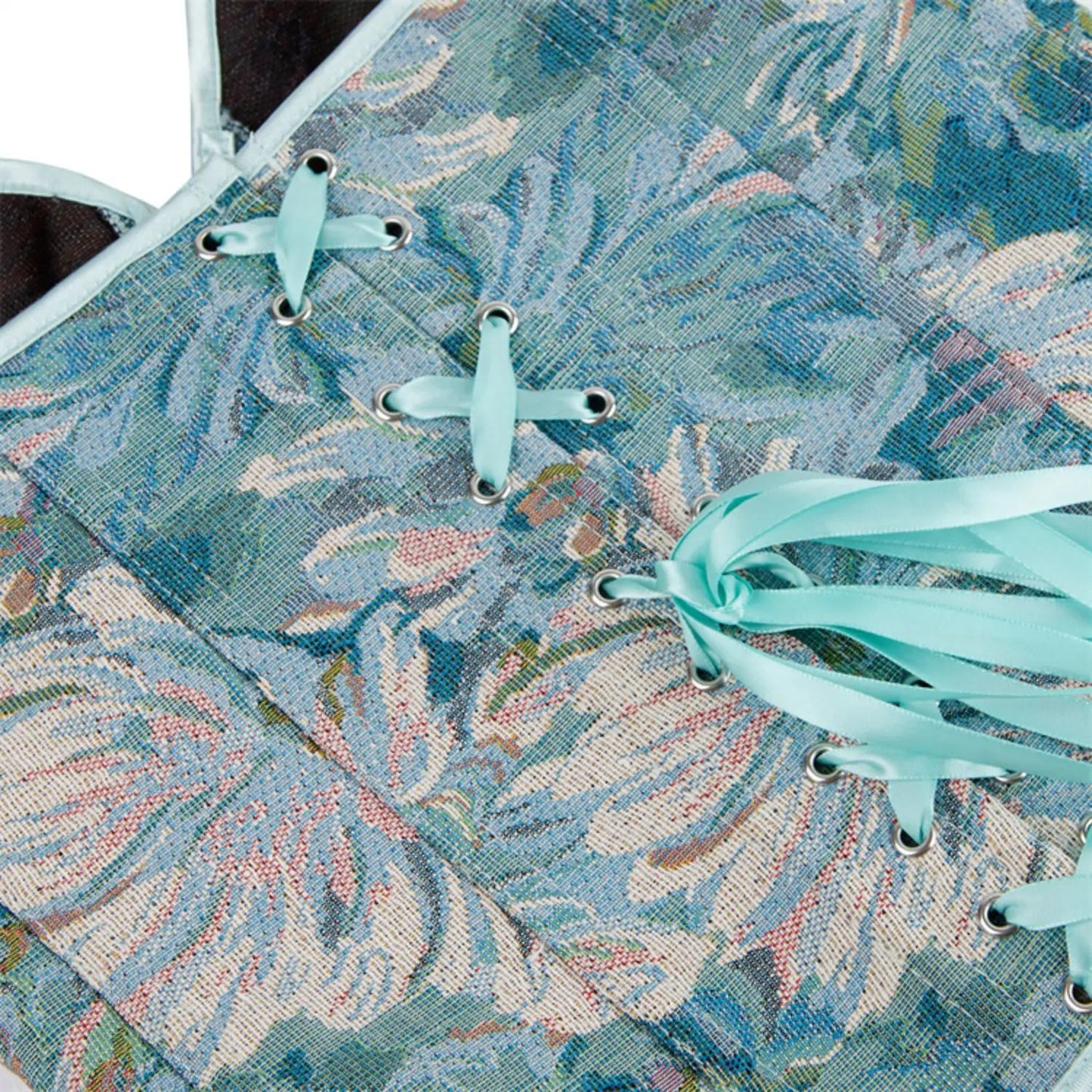 Teal Watercolor Floral Corset