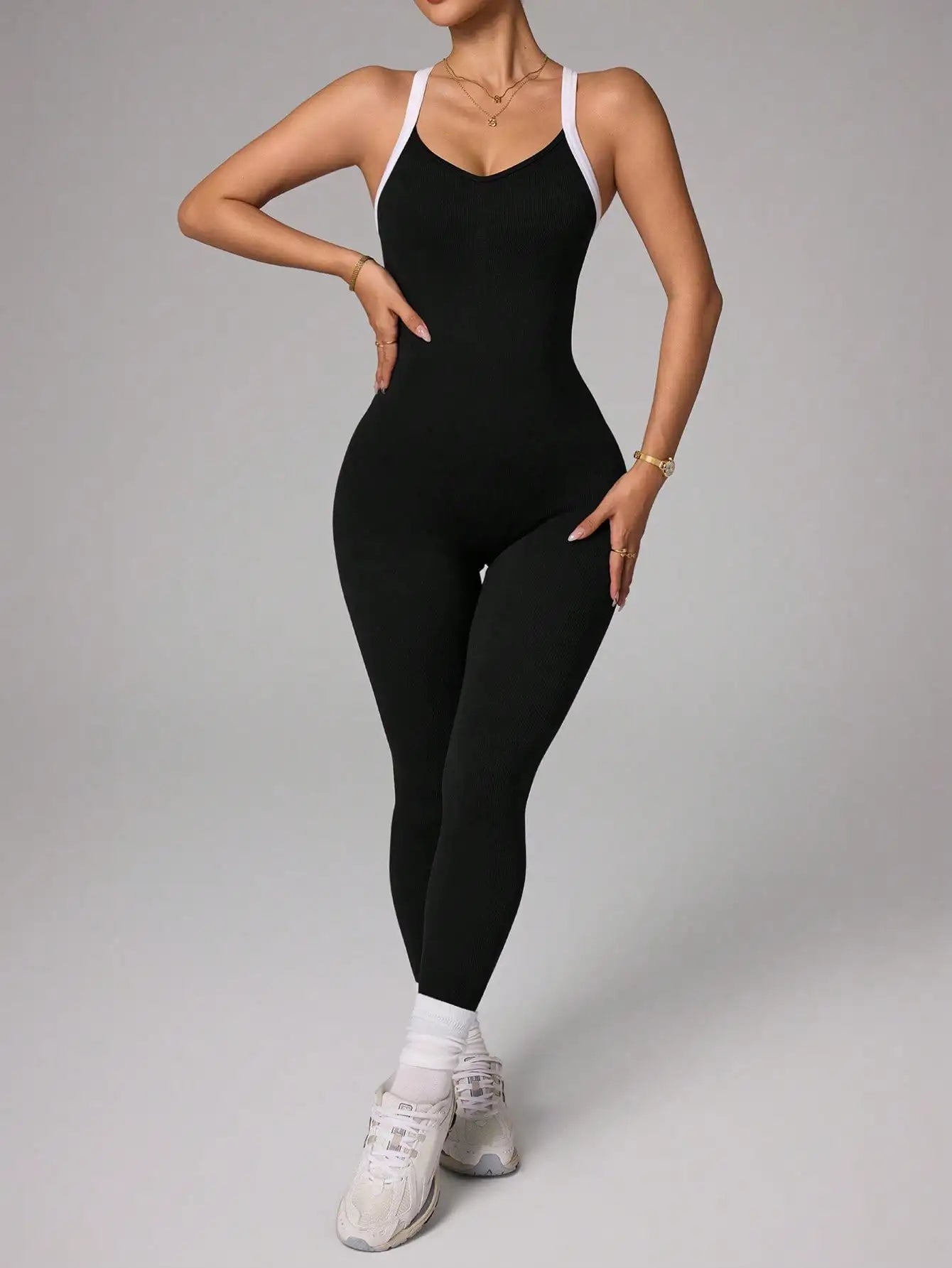Cross shoulder strap Yoga Jumpsuit