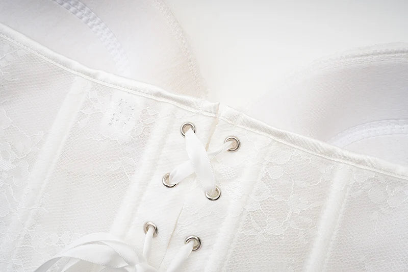 White Floral Lace Halter Corset