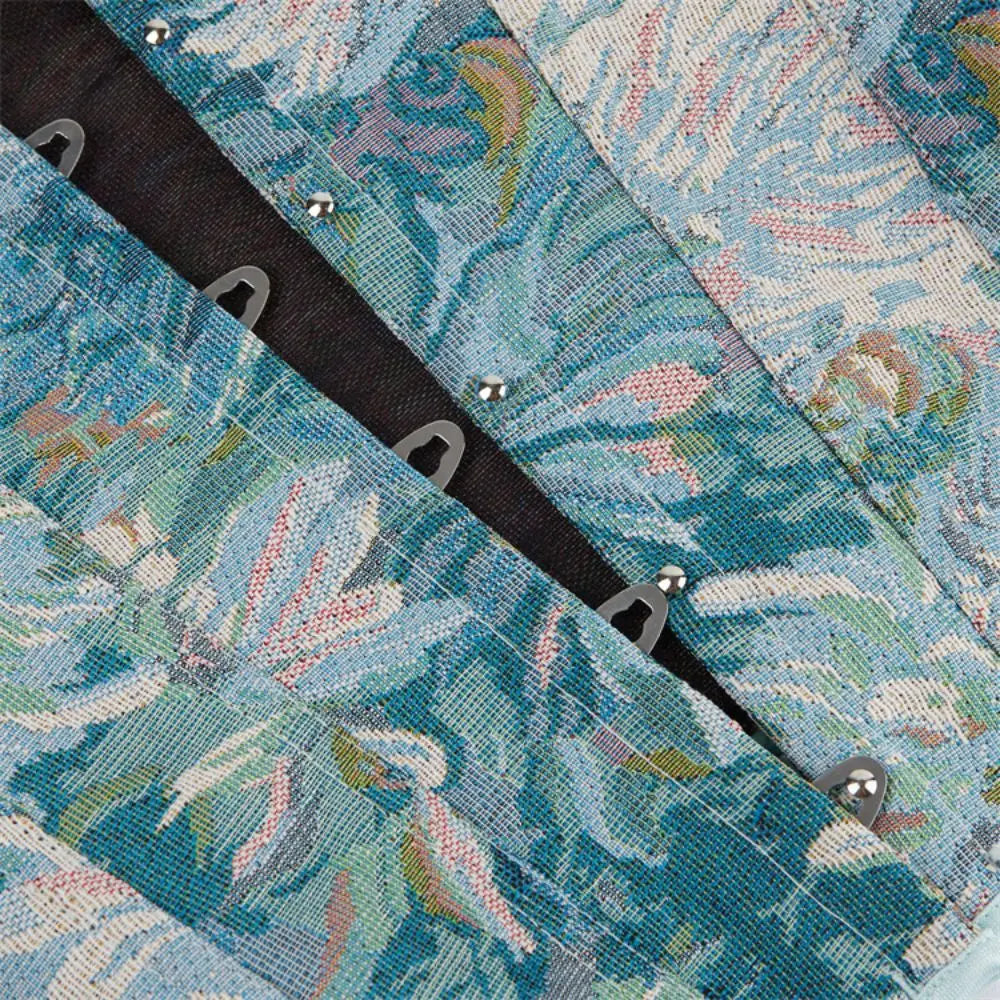 Teal Watercolor Floral Corset